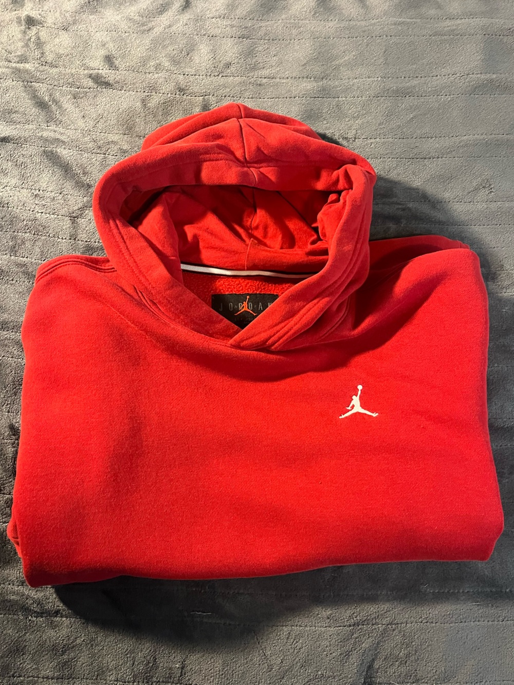 Jordan Red Crewneck Hoodie with White Jumpman